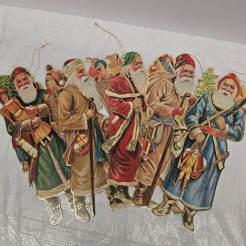 Vintage 1980 Die Cut Santa And Angel Christmas Ornaments By Merrimack, Eve, Etc